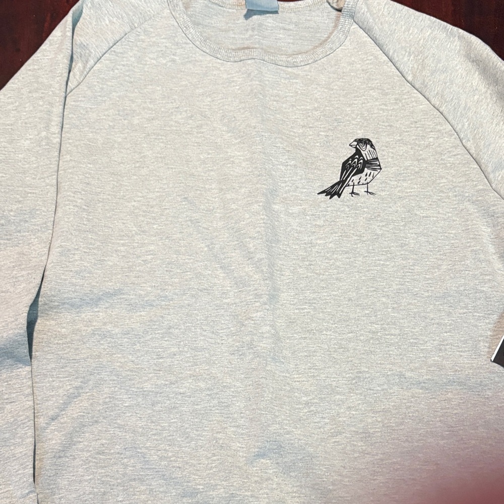 Rags to Raches Gray Sweatshirt with Black Bird Design